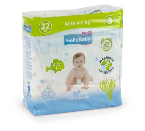 PANNOLINI TAGLIA 3, MIDI, 4-9 kg, 22 pz