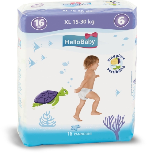 PANNOLINI TAGLIA 6, XL, 
15-30 kg, 16 pz