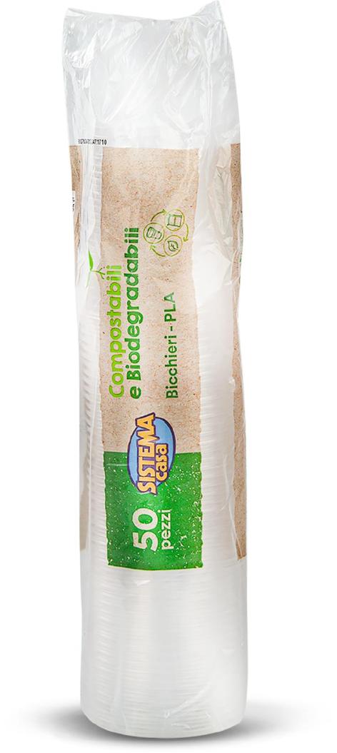 BICCHIERI COMPOSTABILI E BIODEGRADABILI,
200 CC, 50 PZ