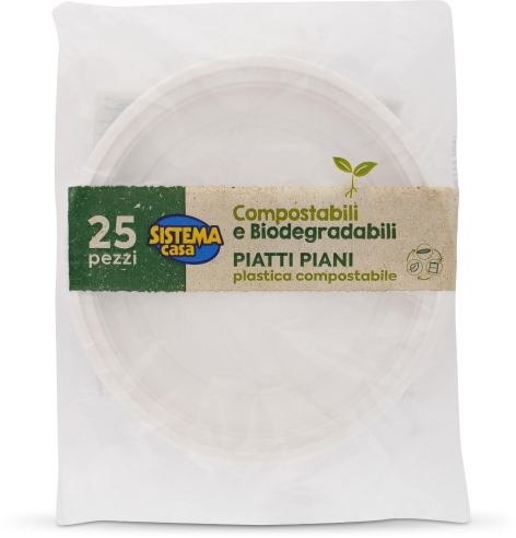 PIATTI PIANI COMPOSTABILI, 25 pz
