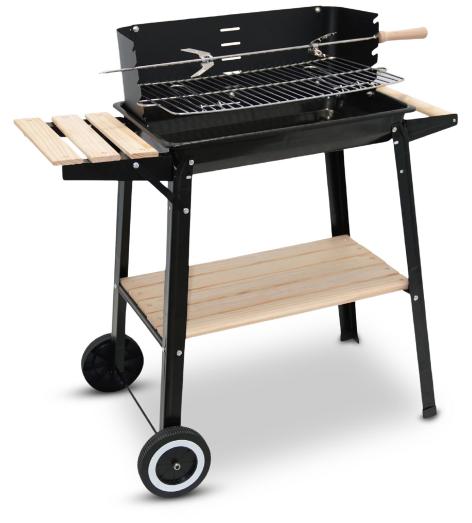 BARBECUE CON RUOTE E PIANI D'APPOGGIO