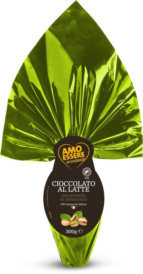 UOVO CIOCCOLATO AL LATTE CON GRANELLA DI PISTACCHI ITALIANI