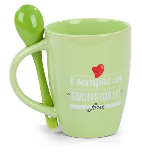 TAZZA IN CERAMICA CON CUCCHIAINO