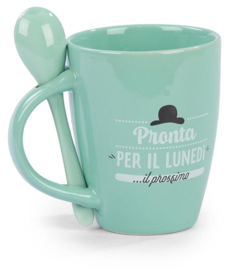 TAZZA IN CERAMICA CON CUCCHIAINO