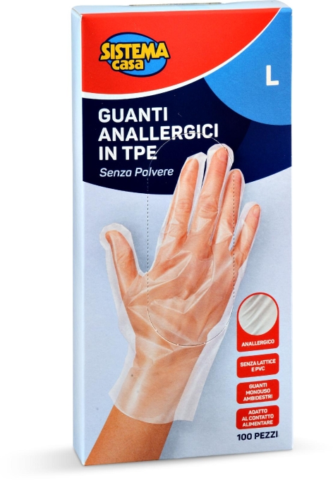 GUANTI ANALLERGICI IN TPE, 100 PZ