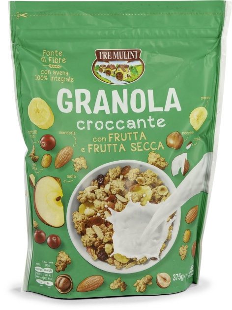 GRANOLA CROCCANTE CON FRUTTA E FRUTTA SECCA