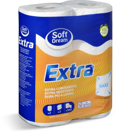 ASCIUGATUTTO EXTRA 
2 ROTOLI, 
3 VELI, 
100 STRAPPI