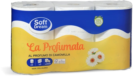 CARTA IGIENICA LA PROFUMATA, 
6 ROTOLI, 3 VELI, 300 STRAPPI