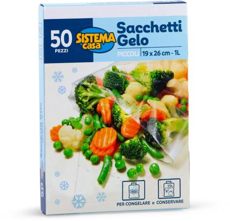 50 SACCHETTI GELO PICCOLI 19x26cm