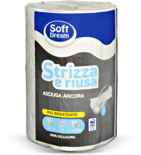 ASCIUGATUTTO RIUTILIZZABILE, 
1 ROTOLO, 
3 VELI, 
200 STRAPPI