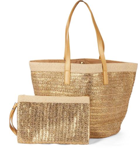 BORSA IN PAGLIA CON POCHETTE