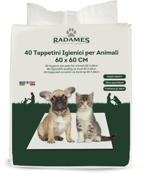 40 TAPPETINI IGIENICI PER ANIMALI 60X60 CM