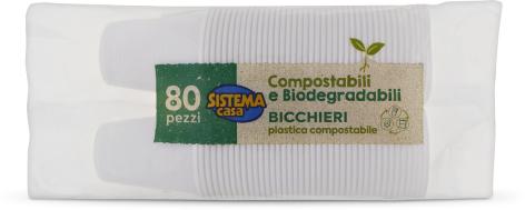 BICCHIERI COMPOSTABILI 200 CC, 80 PZ