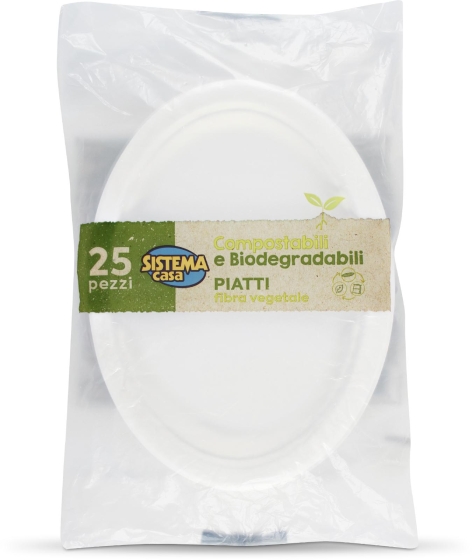 PIATTI OVALI FIBRA VEGETALE, 25 pz