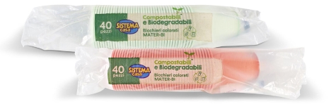 BICCHIERI COLORATI MATER-BI, 40 pz