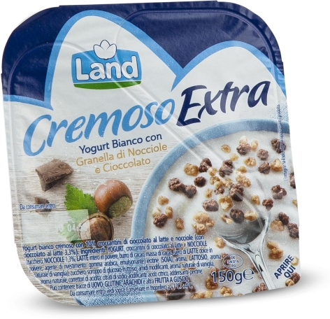 YOGURT CREMOSO BIANCO CON GRANELLA DI NOCCIOLE E CIOCCOLATO
