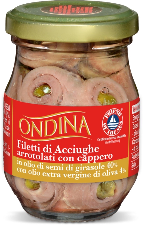 FILETTI DI ACCIUGHE ARROTOLATI CON CAPPERO
