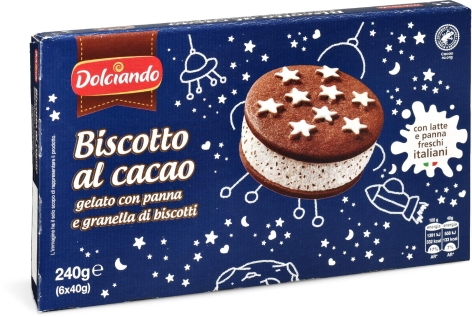 BISCOTTO 
AL CACAO CON PANNA E GRANELLA 
DI BISCOTTI, 6 pz