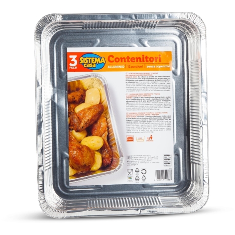 CONTENITORI IN ALLUMINIO SENZA COPERCHIO,
12 PORZIONI,
3 PZ