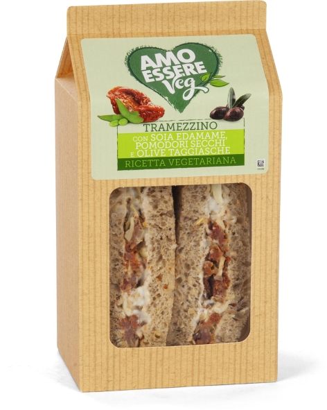 TRAMEZZINO CON SOIA EDAMAME, POMODORI SECCHI E OLIVE TAGGIASCHE