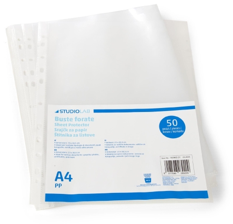 SET 50 BUSTE FORATE TRASPARENTI A4