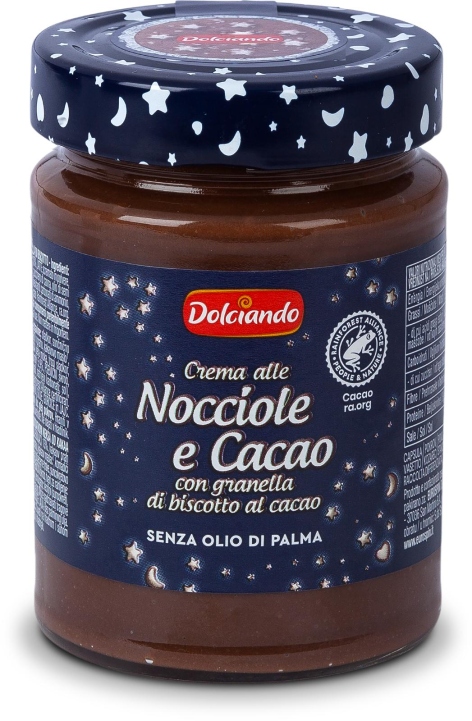 CREMA ALLE NOCCIOLE E CACAO CON GRANELLA DI BISCOTTO AL CACAO