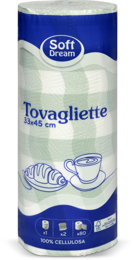 TOVAGLIETTE 33x45 cm, 
2 VELI, 
80 STRAPPI
