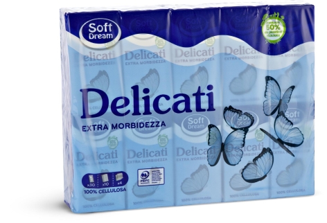 FAZZOLETTI DELICATI, 4 VELI, 
30 PACCHETTI, 10 pz
