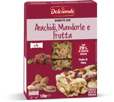 BARRETTE CON ARACHIDI, MANDORLE E FRUTTA, 4 PZ