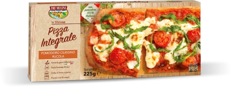 PIZZA INTEGRALE CON POMODORO CILIEGINO E RUCOLA