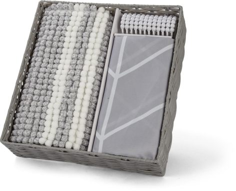 SET TENDA DOCCIA CON TAPPETO E CESTINO