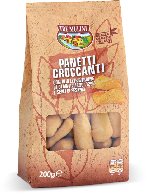 PANETTI CROCCANTI CON OLIO EXTRA VERGINE DI OLIVA ITALIANO E SEMI DI SESAMO
