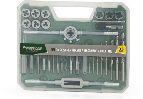 SET 33 PEZZI PER FORARE/MASCHIARE/FILETTARE