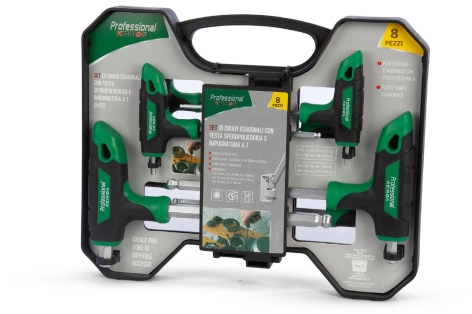 SET 8 CHIAVI TORX O ESAGONALI CON TESTA SFEROPOLIEDRICA