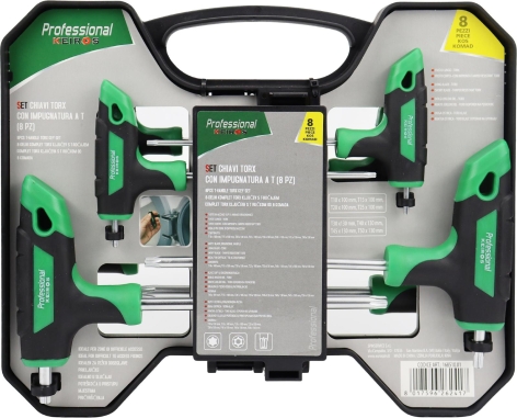 SET 8 CHIAVI TORX O ESAGONALI CON TESTA SFEROPOLIEDRICA