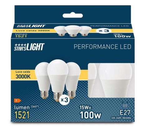 SET 3 LAMPADINE LED E27 80 W/100 W