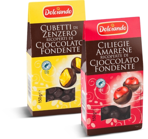 CILIEGIE AMARENE/ZENZERO RICOPERTI DI CIOCCOLATO FONDENTE