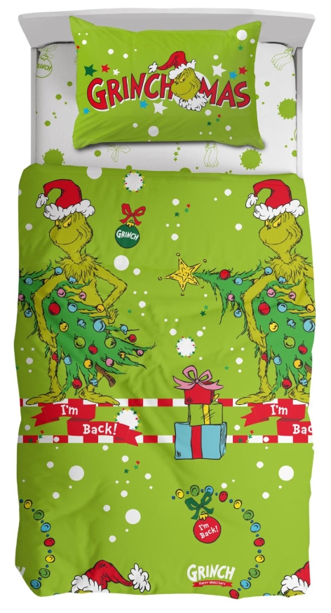COMPLETO LETTO/COPRIPIUMINO 'ELF ON THE SHELF' / 'GRINCH'