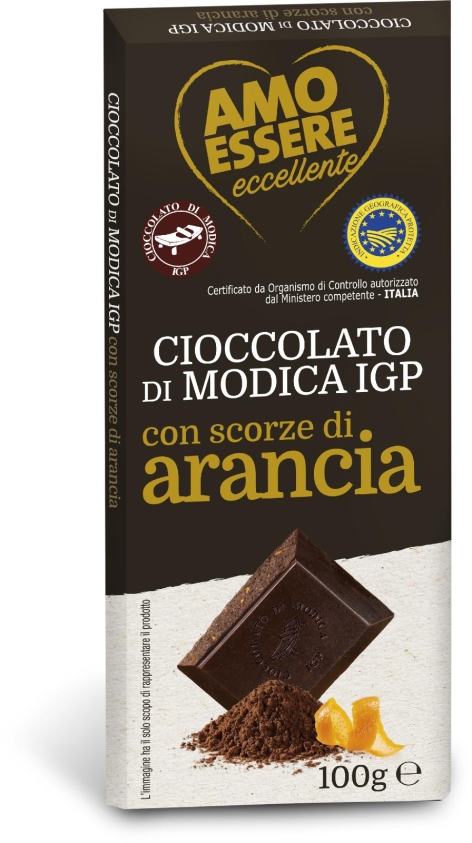 TAVOLETTA DI CIOCCOLATO DI MODICA ARANCIA
