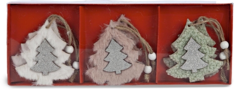 DECORI IN TESSUTO 9 CM / DECORI IN LEGNO 12 PEZZI