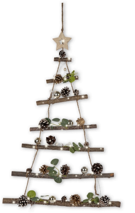 ALBERO 70 CM DA PARETE CON LED/CORONA DECORATIVA Ø 35 CM