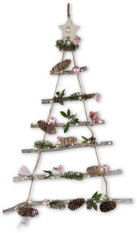 ALBERO 70 CM DA PARETE CON LED/CORONA DECORATIVA Ø 35 CM