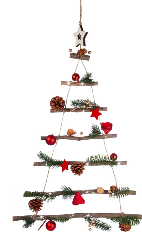 ALBERO 70 CM DA PARETE CON LED/CORONA DECORATIVA Ø 35 CM