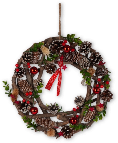 ALBERO 70 CM DA PARETE CON LED/CORONA DECORATIVA Ø 35 CM