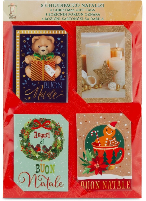 BIGLIETTI AUGURALI / SET 2 MINIBIGLIETTI / SET 8 CHIUDIPACCO / OVINE GIGANTI METAL / 4 STELLE METAL / 3 STELLE METAL