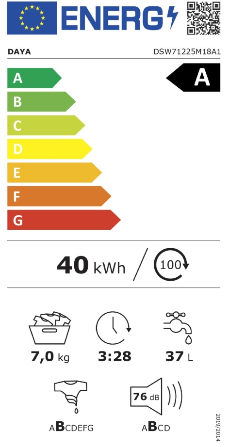 LAVATRICE SLIM 7 Kg 'DAYA' DSW71225M18A1