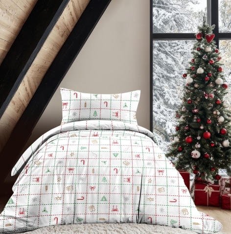 PARURE COPRIPIUMINO SINGOLO "CANDY CANE"