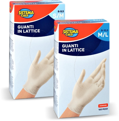 GUANTI IN LATTICE
S - M/M - L, 
100 PZ