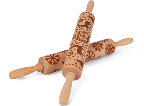 MATTARELLO IN LEGNO CON DECORAZIONI NATALIZIE