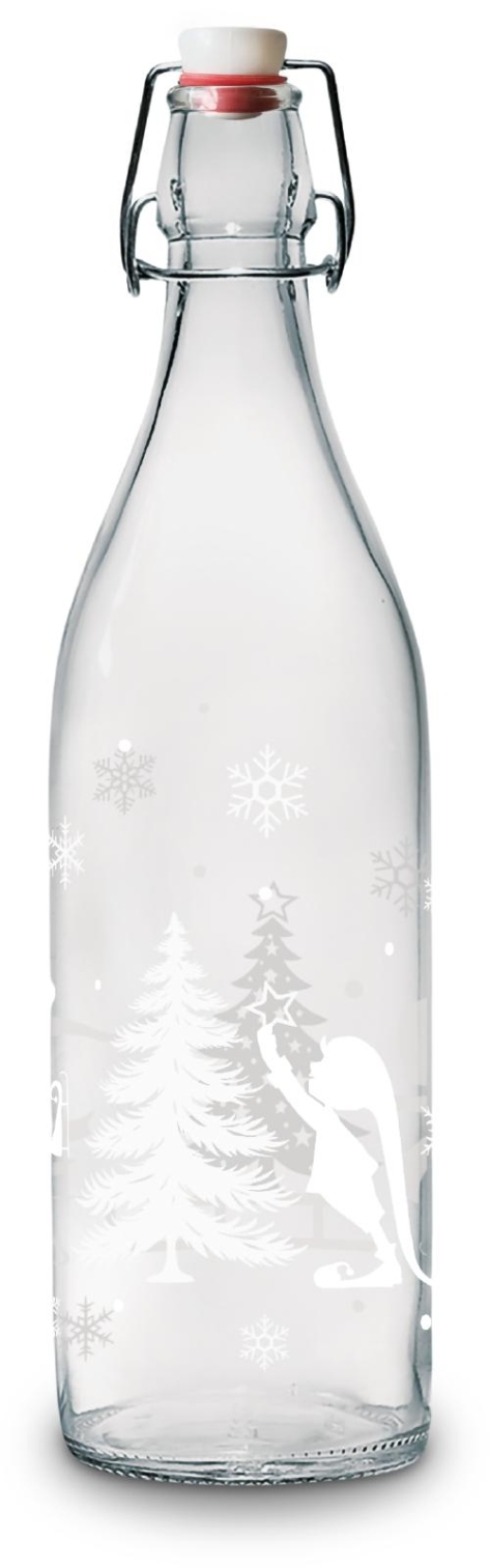 BOTTIGLIA 1L IN VETRO DECORATO 'CERVE'